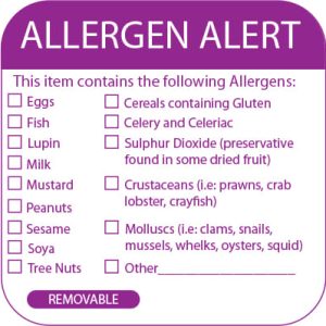 Allergen Alert Labels