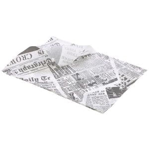 Greaseproof Paper White Newspaper Print 25 x 35cm (Pack of 1000)