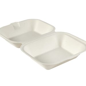 7.5 x 5.7″ Bagasse Medium Clamshells (Pack of 250)