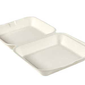 9 x 8″ Bagasse Extra Large Clamshells (Pack of 250)