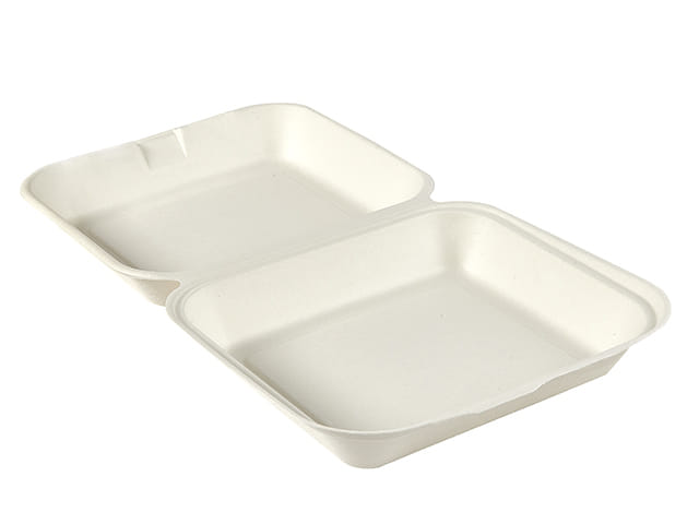 9 x 8″ Bagasse Extra Large Clamshells (Pack of 250)
