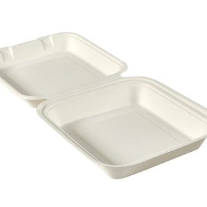 8″ Bagasse Square Clamshells (Pack of 250)