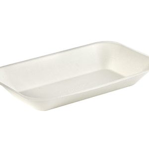 8.75 x 5.25″ White Bagasse No 3 Food Trays (Pack of 500)