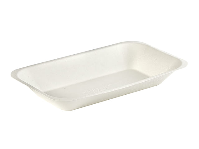 8.75 x 5.25″ White Bagasse No 3 Food Trays (Pack of 500)