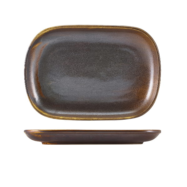 24 x 16.5cm Rustic Copper Rectangular Plate (Pack of 12)