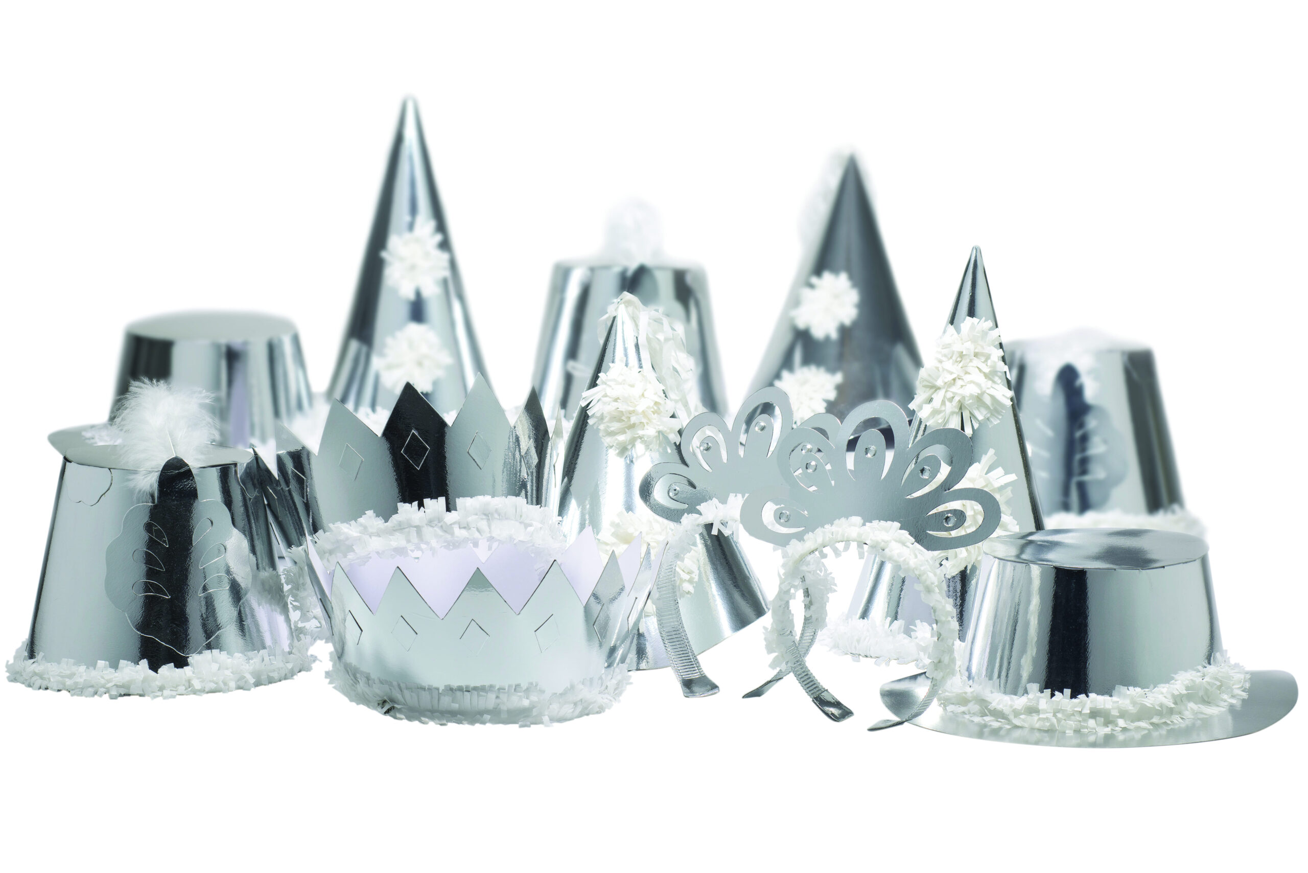 Case (50) Premier Silver Adult Party Hats