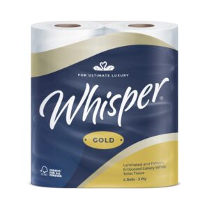 case (40) 3 Ply Whisper Gold Soft Toilet Rolls