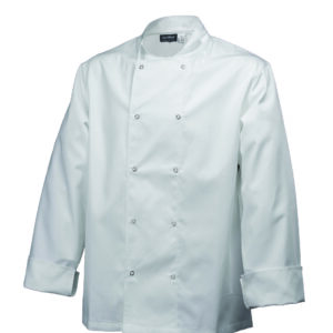 Basic Stud Chefs Jacket (Long Sleeve) White S Size