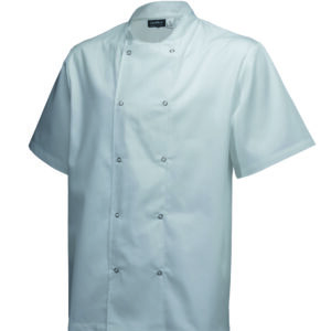 Basic Stud Chefs Jacket (Short Sleeve) White XL Size